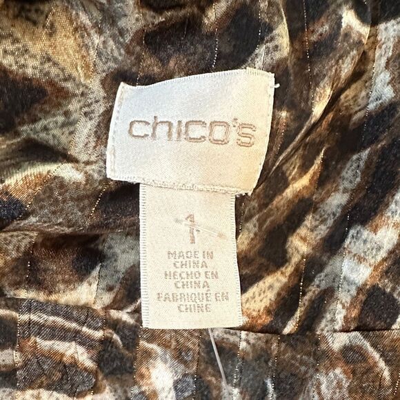Chico’s Animal Print Multi Pattern Button-Up Tunic/Cover Size 1 = Medium - Picture 12 of 12